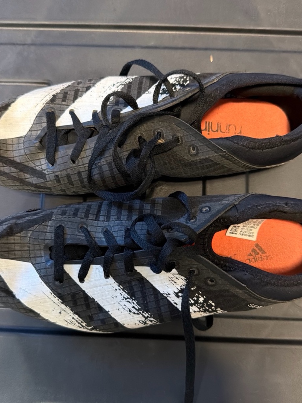 adidas Black & White Athletic track Shoes with Orange Insoles